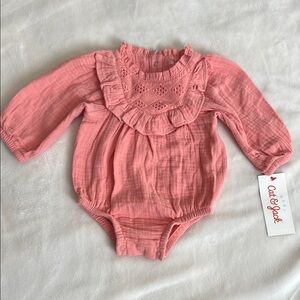Cat & Jack Pink Ruffled Bodysuit with Long Sleeves